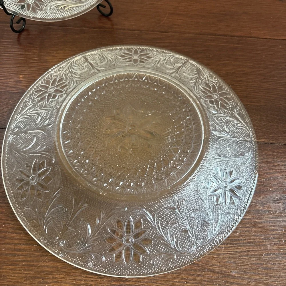 Vintage Indiana Clear Glass Set Of 2 -7.25